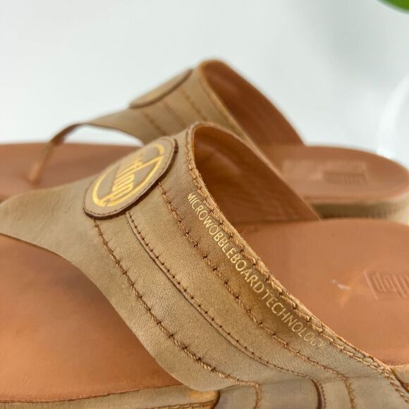 Fitflop Women's Walkstar Sandal Size 10 Thong Slide Shoe Brown Tan Leather - Picture 12 of 16